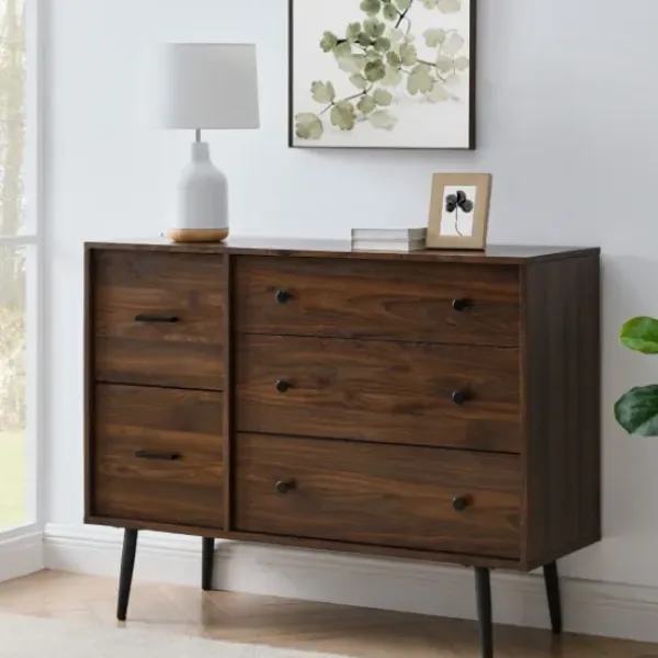 Dressers & Chests-Kirkland's Home Eden Dark Walnut Tapered Legs Dresser Brown