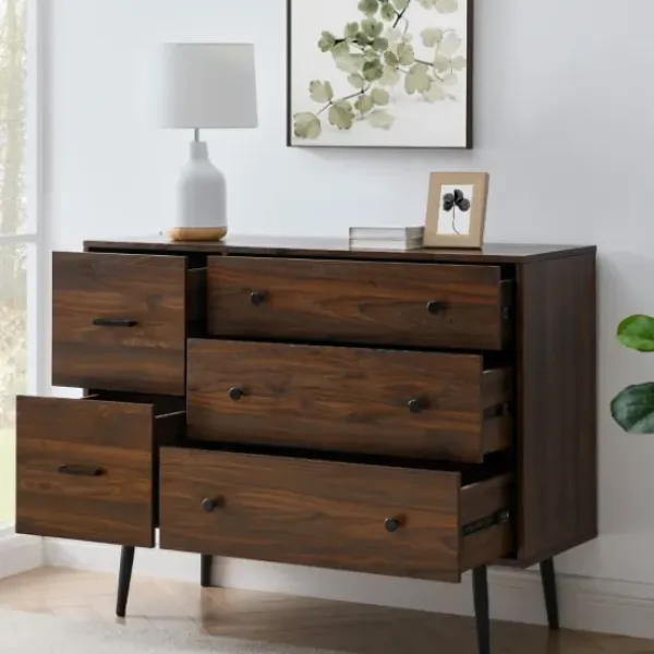 Dressers & Chests-Kirkland's Home Eden Dark Walnut Tapered Legs Dresser Brown
