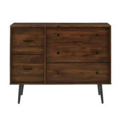 Dressers & Chests-Kirkland's Home Eden Dark Walnut Tapered Legs Dresser Brown