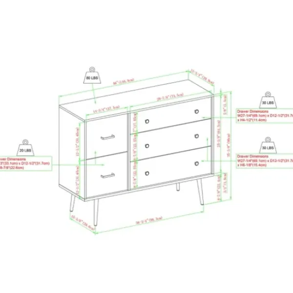 Dressers & Chests-Kirkland's Home Eden Dark Walnut Tapered Legs Dresser Brown