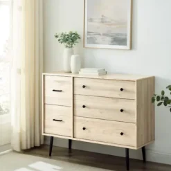 Dressers & Chests-Kirkland's Home Eden Light Birch Tapered Legs Dresser Ivory