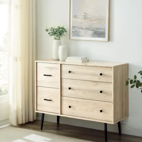 Dressers & Chests-Kirkland's Home Eden Light Birch Tapered Legs Dresser Ivory