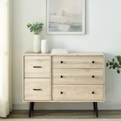 Dressers & Chests-Kirkland's Home Eden Light Birch Tapered Legs Dresser Ivory