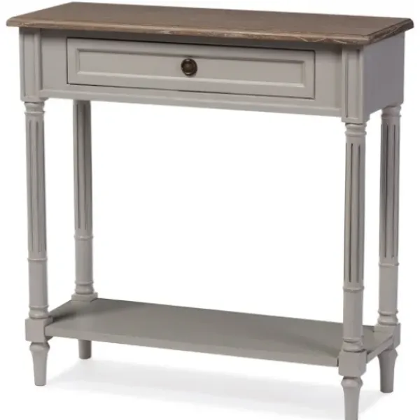Console Tables-Kirkland's Home Edward Gray Mindi Wood Fluted Console Table