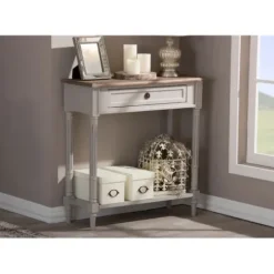 Console Tables-Kirkland's Home Edward Gray Mindi Wood Fluted Console Table