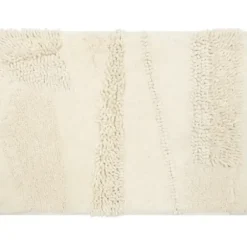 Bathroom Rugs-Kirkland's Home Eggshell Asymmetrical Cotton Bath Mat, 45 In. White