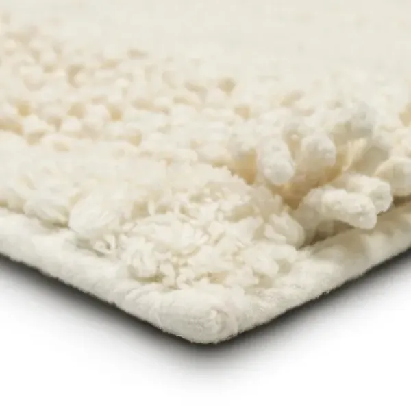 Bathroom Rugs-Kirkland's Home Eggshell Asymmetrical Cotton Bath Mat, 45 In. White
