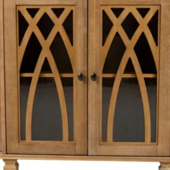 Cabinets & Sideboards-Kirkland's Home Eleanora Acorn Wood 4-Door Sideboard Brown