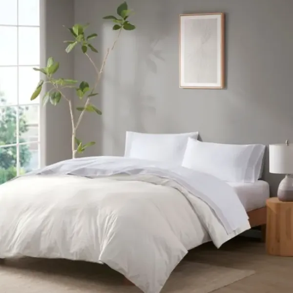 Bed Sheets-Kirkland's Home Elegant Geo Hem Microfiber 4-Pc. Full Sheet Set White/Tan
