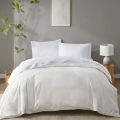 Bed Sheets-Kirkland's Home Elegant Geo Hem Microfiber 4-Pc. Full Sheet Set White/Tan