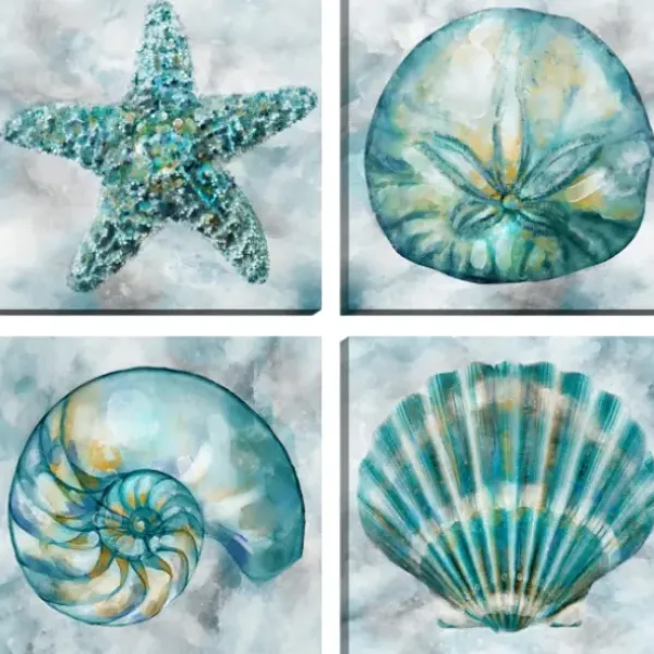 Canvas Art-Kirkland's Home Elegant Shells Canvas Art Prints, Set Of 4 Blue