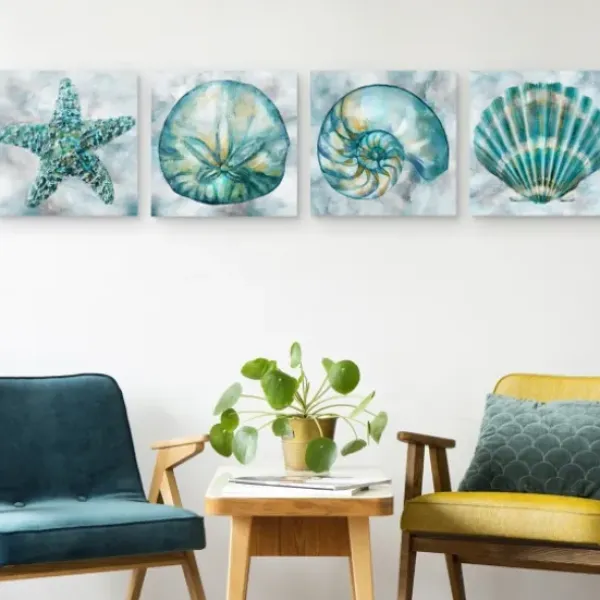 Canvas Art-Kirkland's Home Elegant Shells Canvas Art Prints, Set Of 4 Blue