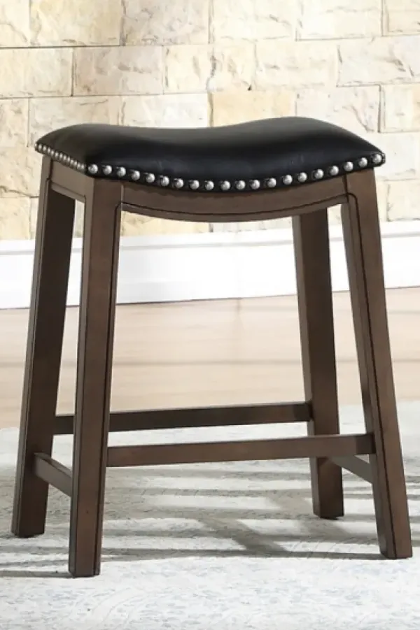 Bar Stools & Counter Height Stools-Kirkland's Home Ella Saddle Counter Stool With Nailhead Trim Black