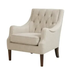 Accent Chairs-Kirkland's Home Elle Tufted Cream Accent Chair White