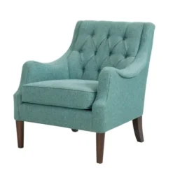 Accent Chairs-Kirkland's Home Elle Tufted Teal Accent Chair Blue