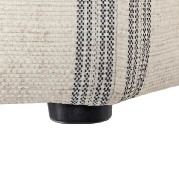 Benches & Ottomans-Kirkland's Home Ellen Stripe Martha Stewart Cocktail Ottoman Ivory