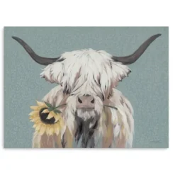 Canvas Art-Kirkland's Home Ellie With A Sunflower Canvas Art Print, 32X24 In. Blue/Ivory/Yellow
