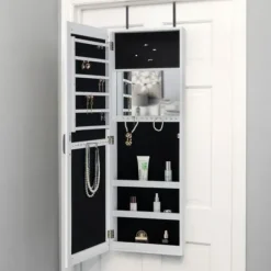 Armoires-Kirkland's Home Eloise Armoire Jewelry Mirror White