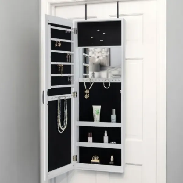 Armoires-Kirkland's Home Eloise Armoire Jewelry Mirror White