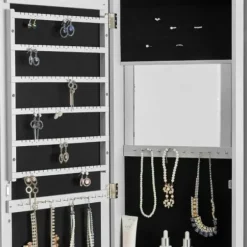 Armoires-Kirkland's Home Eloise Armoire Jewelry Mirror White