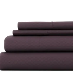 Bed Sheets-Kirkland's Home Embossed Checkered 3-Pc. Twin Sheet Set Purple