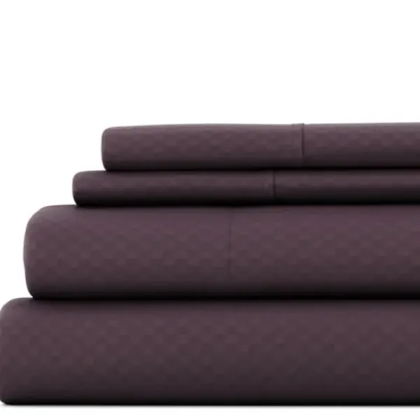 Bed Sheets-Kirkland's Home Embossed Checkered 3-Pc. Twin Sheet Set Purple