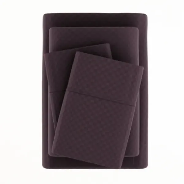 Bed Sheets-Kirkland's Home Embossed Checkered 3-Pc. Twin Sheet Set Purple