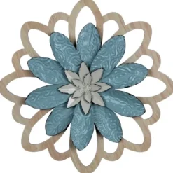 Wall Plaques-Kirkland's Home Embossed Metal Flower Wall Plaque Blue