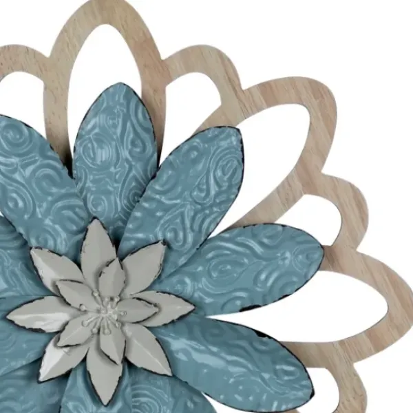 Wall Plaques-Kirkland's Home Embossed Metal Flower Wall Plaque Blue