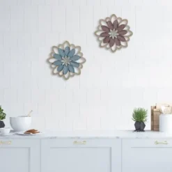 Wall Plaques-Kirkland's Home Embossed Metal Flower Wall Plaque Blue