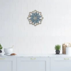 Wall Plaques-Kirkland's Home Embossed Metal Flower Wall Plaque Blue