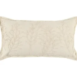 Pillows-Kirkland's Home Embroidered Botanical Pillow Ivory