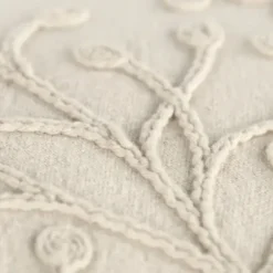 Pillows-Kirkland's Home Embroidered Botanical Pillow Ivory