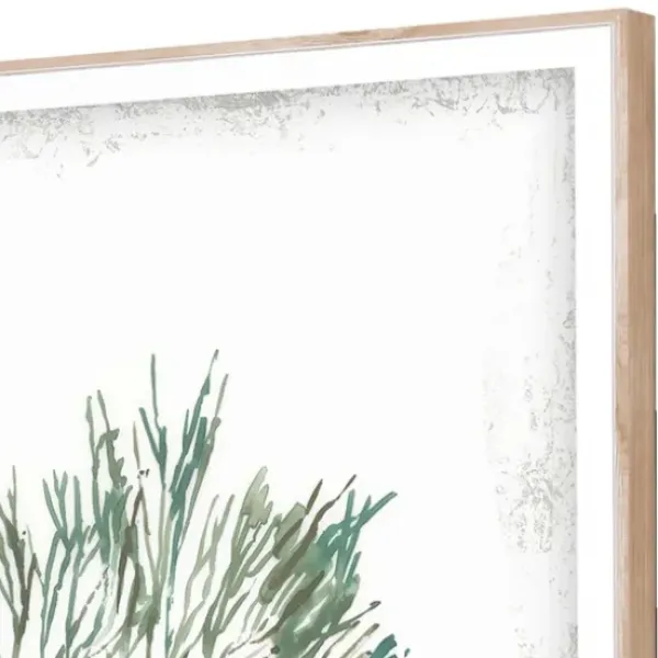 Framed Art-Kirkland's Home Emerald Coral I 3-Pc. Framed Art Print Set White/Green