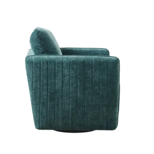 Accent Chairs-Kirkland's Home Emerald Textured Arm Swivel Accent Chair Green