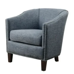 Accent Chairs-Kirkland's Home Emery Barrel Accent Chair Blue