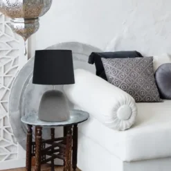 Table Lamps-Kirkland's Home Emma Concrete Table Lamp With Shade Black