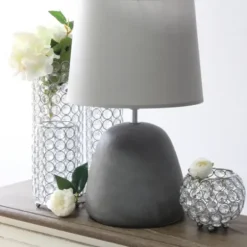 Table Lamps-Kirkland's Home Emma Concrete Table Lamp With Shade Gray
