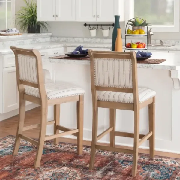 Bar Stools & Counter Height Stools-Kirkland's Home Emma Gray Counter Stool With Nailhead Trim Blue/Gray