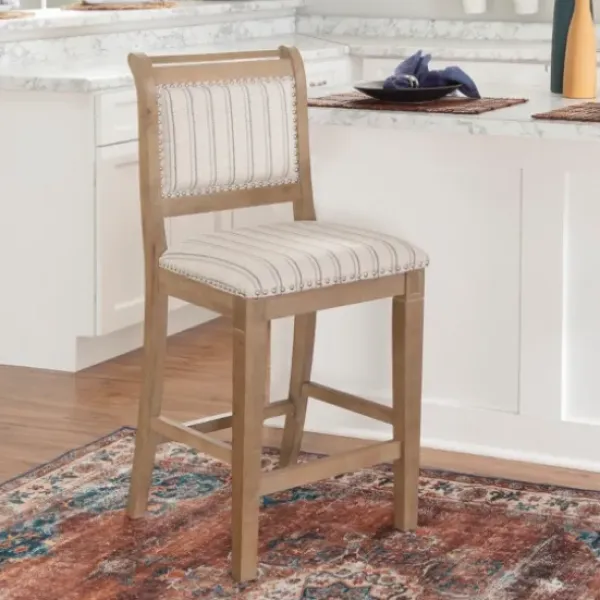 Bar Stools & Counter Height Stools-Kirkland's Home Emma Gray Counter Stool With Nailhead Trim Blue/Gray