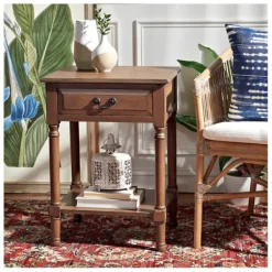 Accent & End Tables-Kirkland's Home Emory Natural Single Drawer Accent Table Black