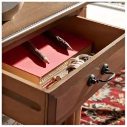 Accent & End Tables-Kirkland's Home Emory Natural Single Drawer Accent Table Black