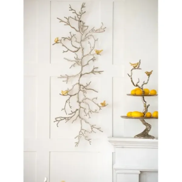 Wall Plaques-Kirkland's Home En Branches And Birds Metal Wall Plaque Gold