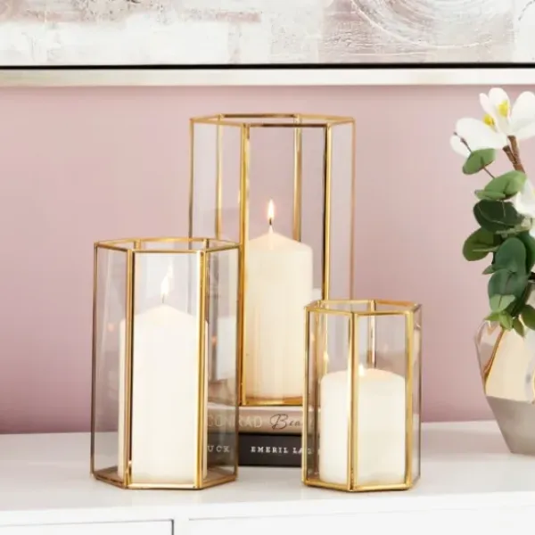 Lanterns-Kirkland's Home En Geometric 3-Pc. Decorative Lantern Set Gold