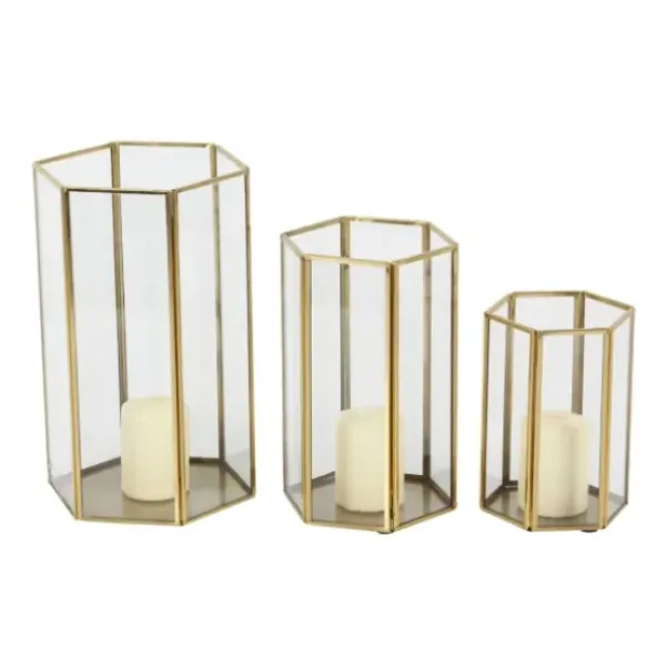 Lanterns-Kirkland's Home En Geometric 3-Pc. Decorative Lantern Set Gold