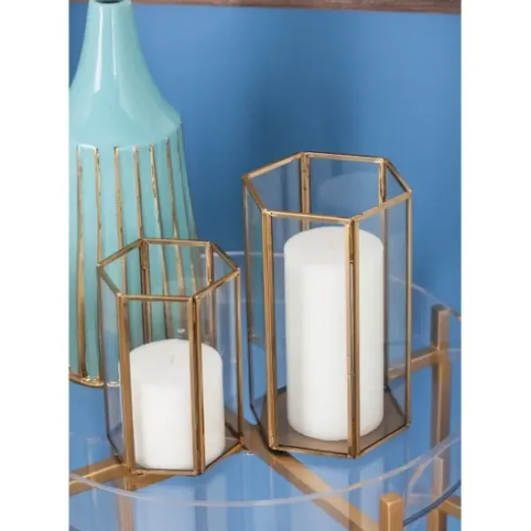Lanterns-Kirkland's Home En Geometric 3-Pc. Decorative Lantern Set Gold