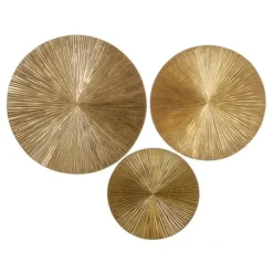 Wall Plaques-Kirkland's Home En Ribbed Sunburst Wall Plates, Set Of 3 Gold