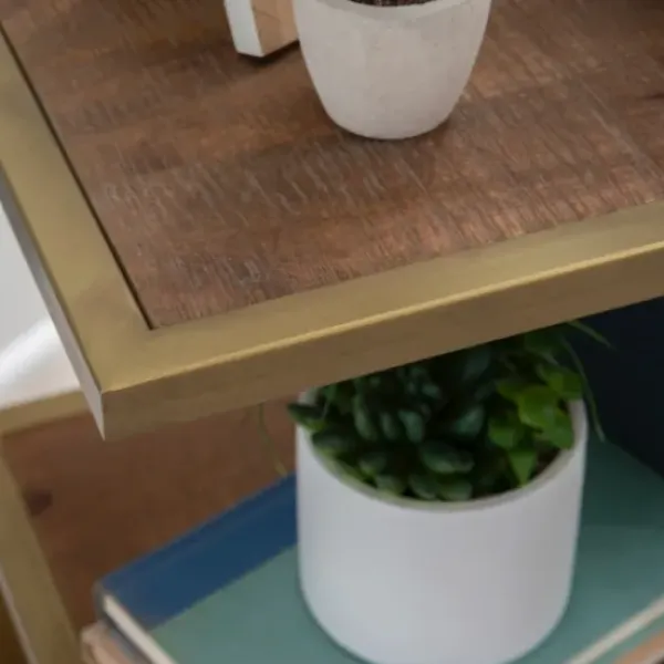 Accent & End Tables-Kirkland's Home En Shelves S-Frame Accent Table Gold