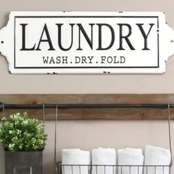 Wall Quotes & Signs-Kirkland's Home Enamel Laundry Wash Dry Fold Wall Plaque White/Black