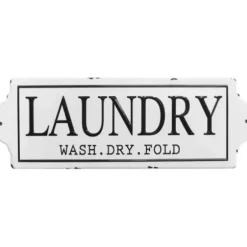 Wall Quotes & Signs-Kirkland's Home Enamel Laundry Wash Dry Fold Wall Plaque White/Black